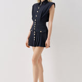SS6190 Düğmeli Mini Elbise