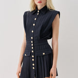 SS6190 Düğmeli Mini Elbise